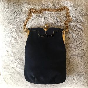 Vintage suede navy blue purse